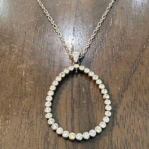 Jessica Simpson Silver Necklace with Crystal Circle Pendant